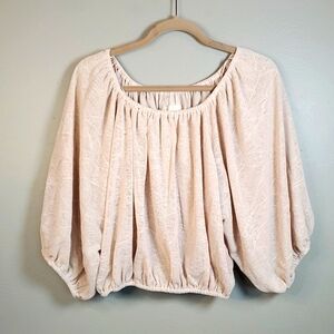 NWT Lena Off the shoulder, cropped, flowy knit top. Size medium